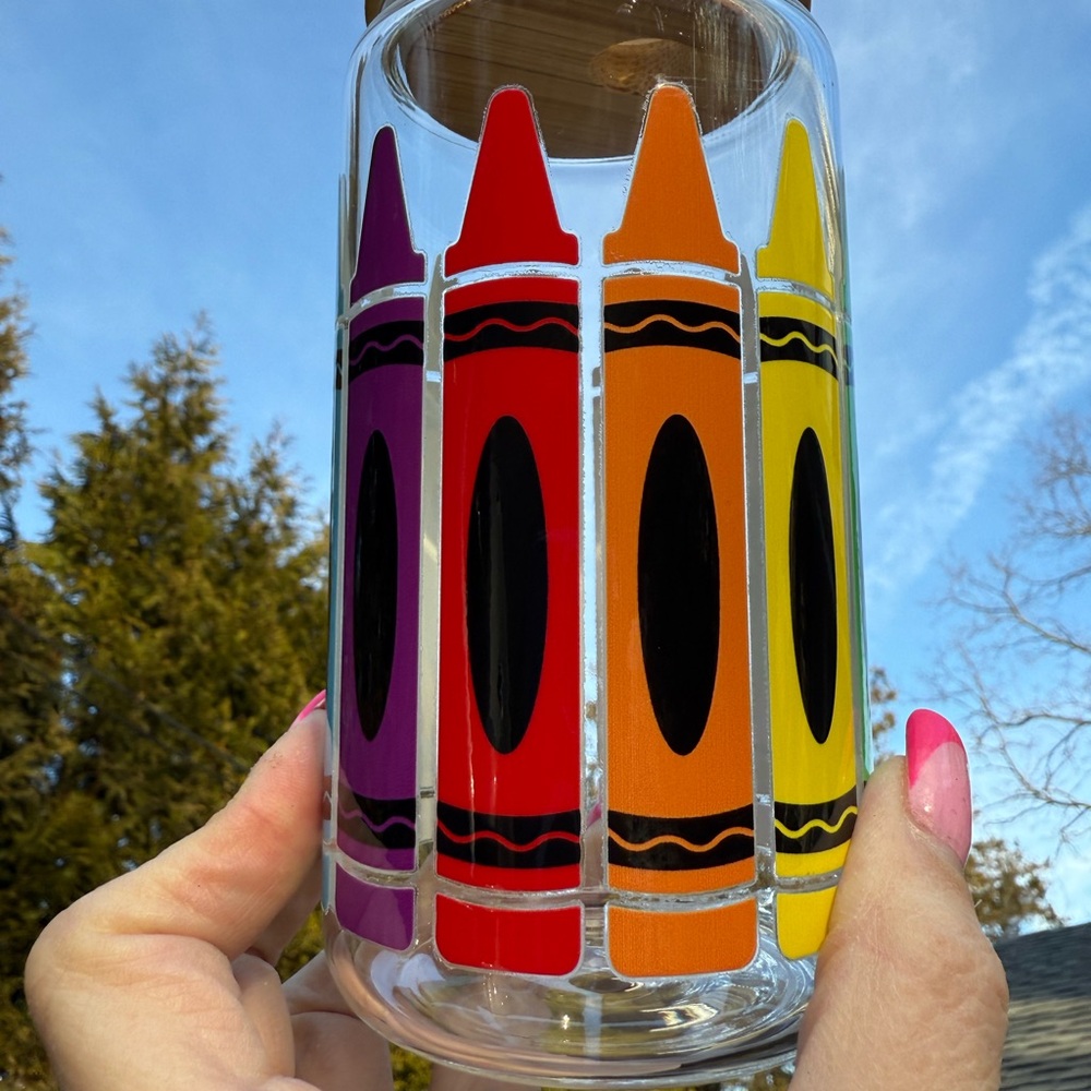 Colorful Crayon Glass Jar